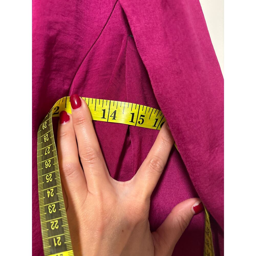 Lulus S Fuchsia Wrap Blouse with Puff Sleeves - Picture 3 of 6